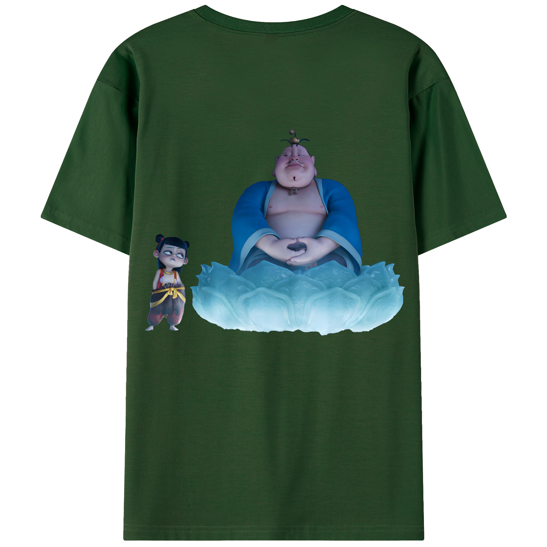 （画像用） Ne Zha 2 ナタ 魔童の大暴れ 綿100％半袖Tシャツ（背面プリント）